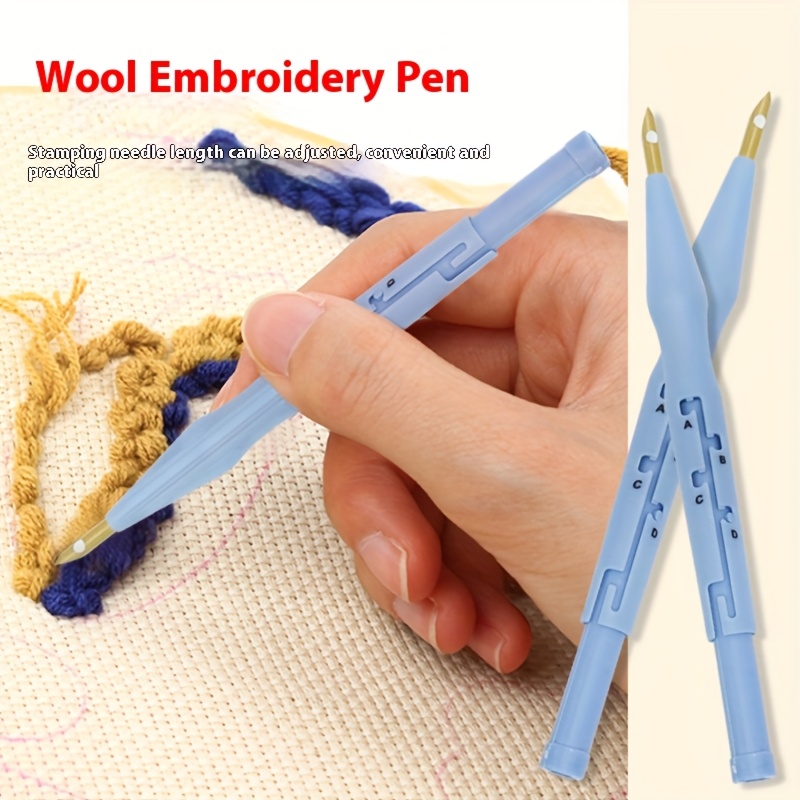 

[embroidery Projects] Adjustable Blue Fleece Embroidery Pen - Ergonomic Plastic Needle Holder Stitching In Diy Crafts, Felt & Carpet Projects - Ideal For Valentine's Day Gifts