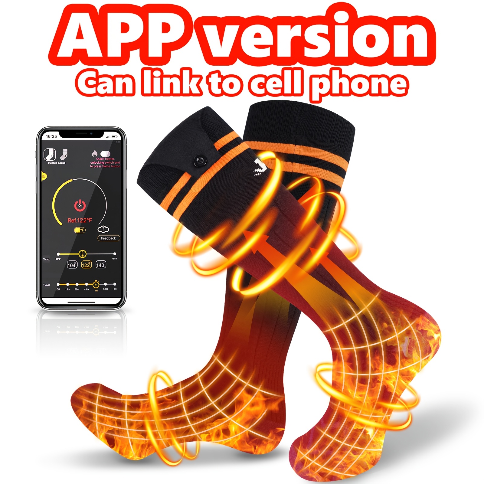 Calentador De Pies Calcetines Calefactables KEMIMOTO - Batería Recargable, 4 Niveles De Calor, App Control, Unisex Calcetines Calefactables Niños