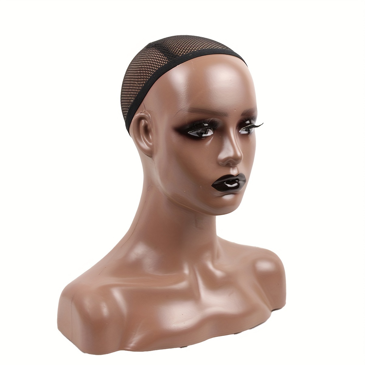 1pc unisex adult wheat colored mannequin head dark blacklips shoulder display for wigs jewelry cosmetics glasses and hats