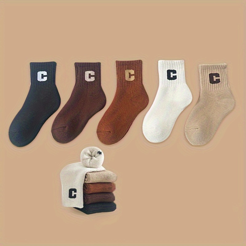 Image of 5-pair Thermal Winter Socks With Lining & Thickened Terrycloth - Warm Long Warmers Suitable For Baby Kids, Machine Washable For, , Weather - Sock