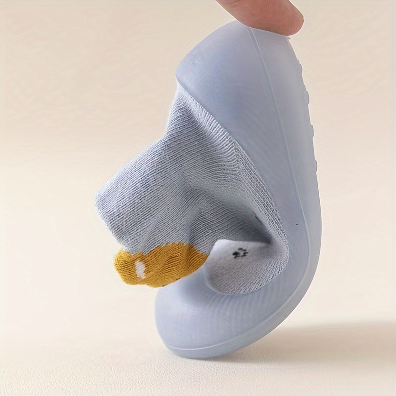 Adorable Cartoon Animal Slip-On Baby Sock Shoes - Cozy, Non-Slip Rubber Sole Walking Shoes for Newborns & Toddlers - Soft Fabric, All-Season Comfort in Blue, Yellow, Pink, & Brown, Toddler Shoes