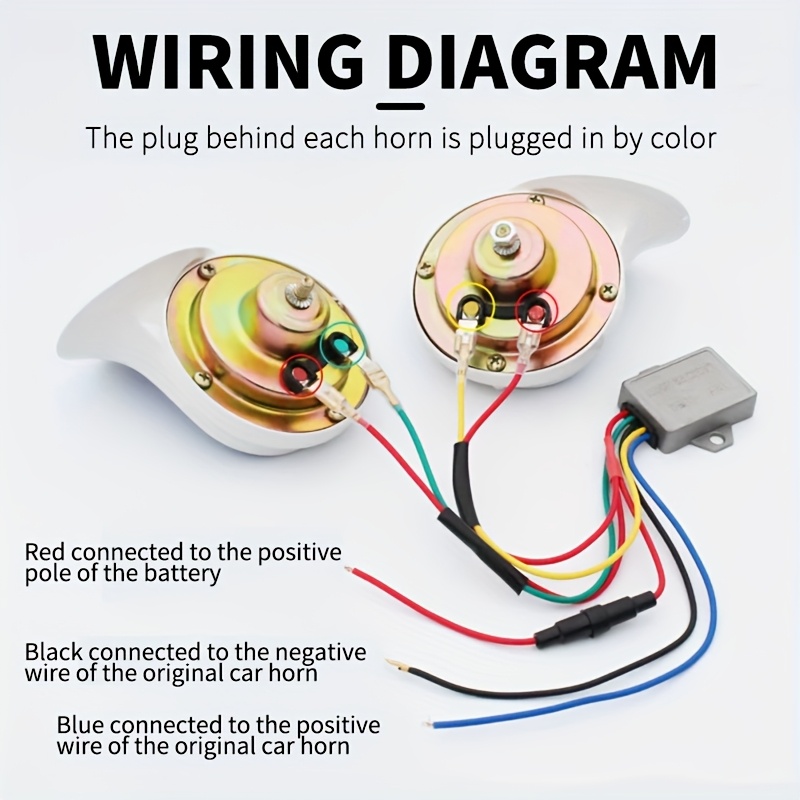 two piece set of 12v electric vehicle tone air horn multi scale