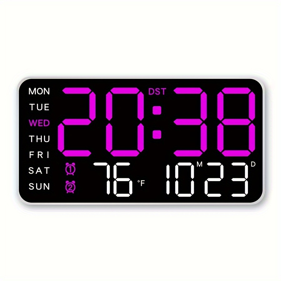 TEMU Ridahome Digital Wall Clock: Bezel- , -functional, Suitable For And Rooms