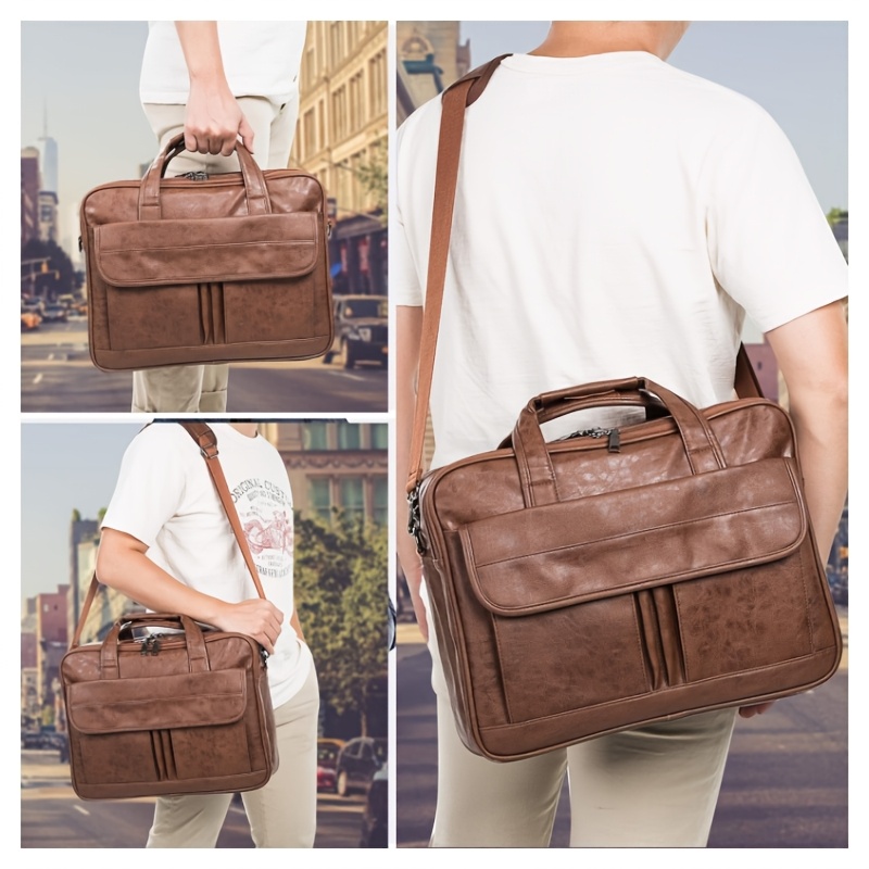 

Premium Men's Business Briefcase - Large Capacity, Laptop & Phone Compartment, Crossbody Or Handheld Design