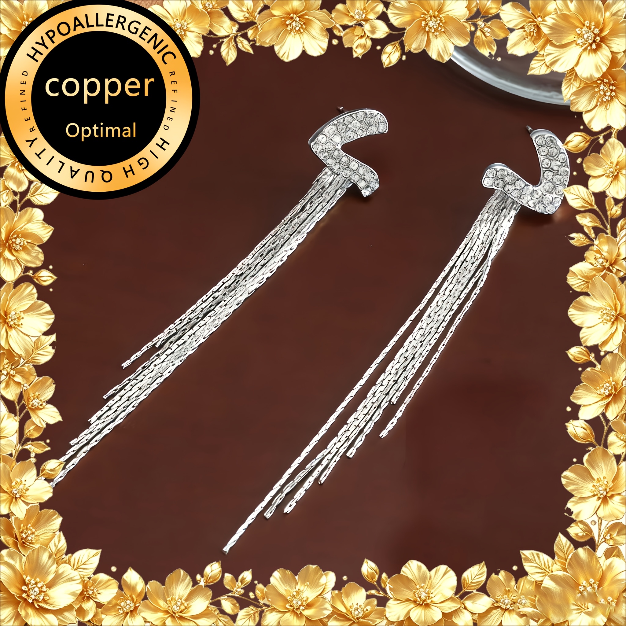 TEMU 1 Pair Of Synthetic Zirconia Tassel Earrings, Hypoallergenic And Fade-resistant, Long Sparkling Earrings For Daily Wear, Suitable For Daily