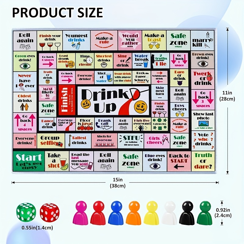 Drinking Board Games for Adults, Mat Drinking Board Game, Funny Party Interactive Drinking Games for Game Night, Birthday, Family Play or Any Occasion, Age21+, 2-8 Players