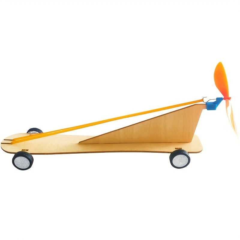 TEMU A Set Of Wooden Diy Wind Mini Car Kit - Educational Science Project Construction Set With Wheels, Suitable For Science Textbooks, Stimulating ,