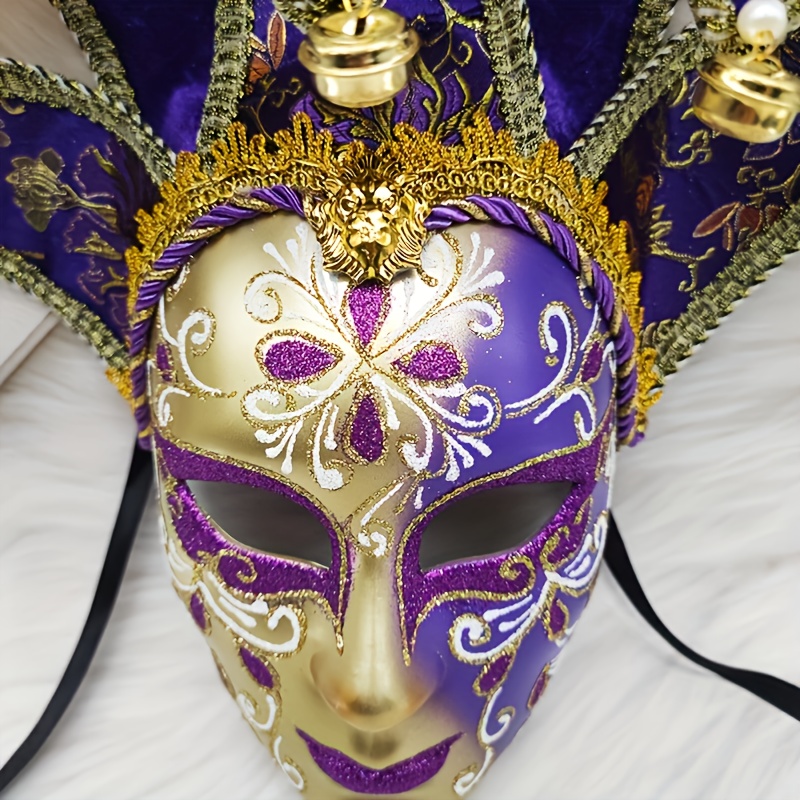 Elegant Venetian Mask with Golden Bells - High-Quality Ornate Renaissance-Style Design, Black & Golden Masquerade Mask with Floral Motifs & Tassels for Christmas Carnival, Costume Parties, Role-Play - Perfect Gift for Theater Lovers, Venetian Masquerade Mask, Carnival Accessory, Detailed Craftsmanship, Tassel Accessory, Festive Decorators, Festival Accessory, Intricate Detailing, Festival Goers