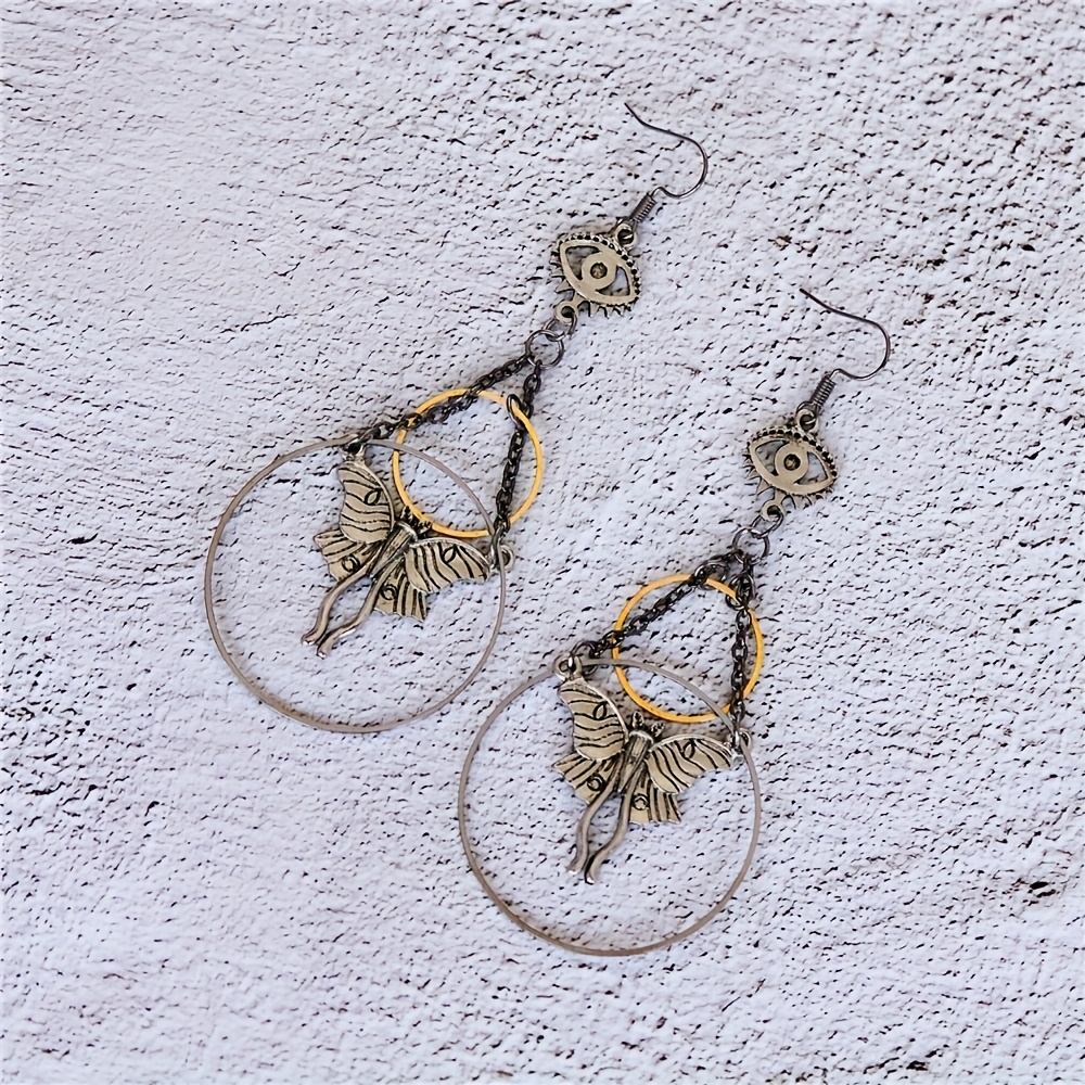 TEMU Gothic Vintage Hollow Moth Pendant Earrings With A , Fashionable To Wear, Perfect As A Party Gift