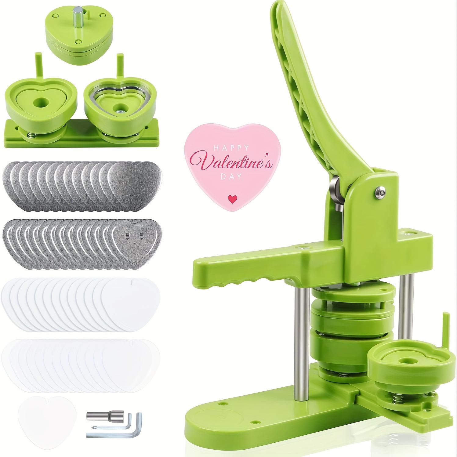 

Heart Button Maker Machine Replaceable Button-model, Diy Button Pin Maker Machine Kit, Button Press Machine With 100pcs Heart Button Making Supplies & Cutter