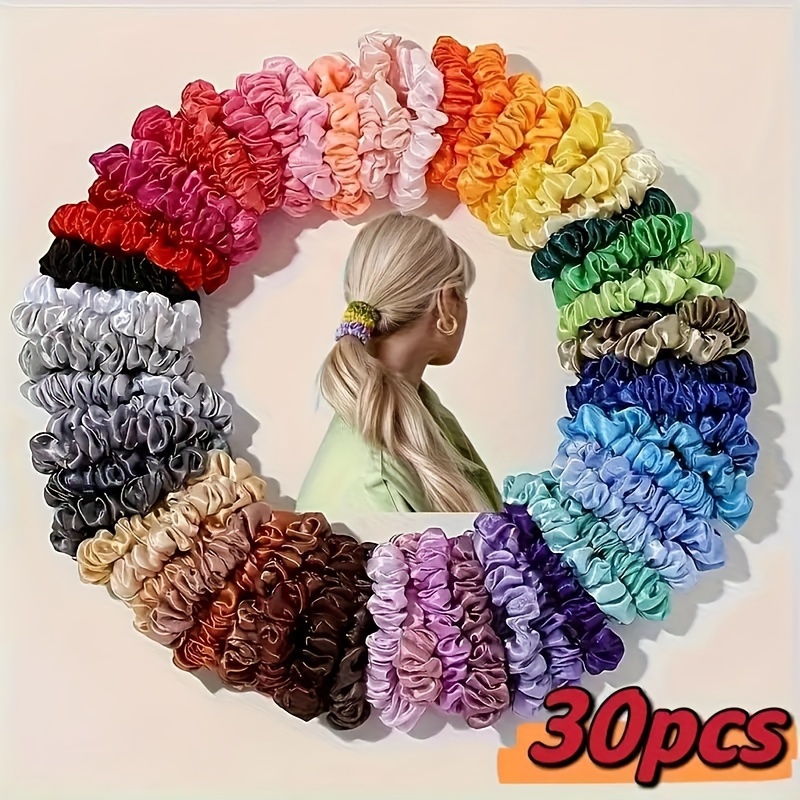 30/20/10pcs Random Color Simple Pleated Small Twist Hair Ties, Diy Hair Bands For Ponytails And Buns, Hair Ties That Don't Damage Hair