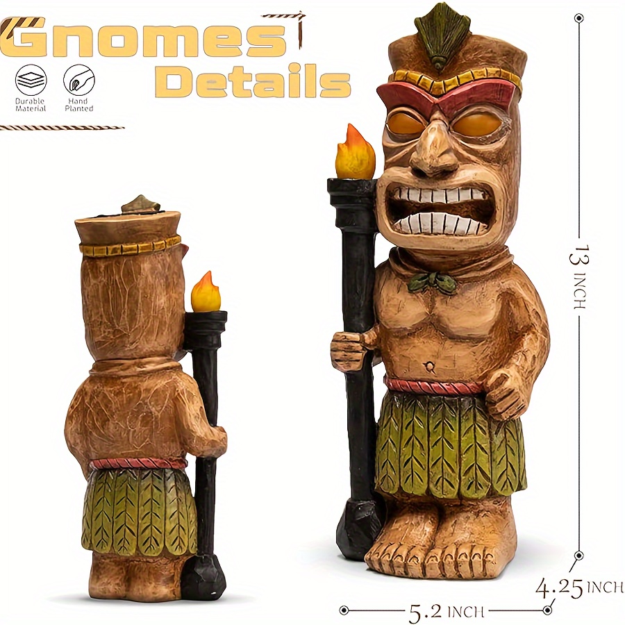 

Outdoor Decoration - Powered Led Lighted Totem Statue With Long Handle, Tribal Ornament With Solar Powered Flickering Eyes Led Light, Outdoor Decoration, Bar, Beach, Pool