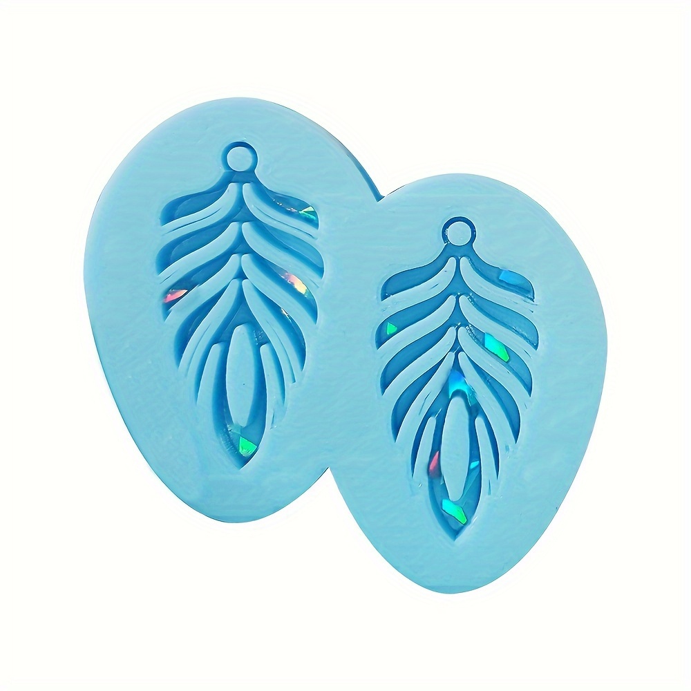 

1pc Feather Holographic Pendant Casting Silicone Mold Diy Earrings Pendant Process Resin Silicone Mold