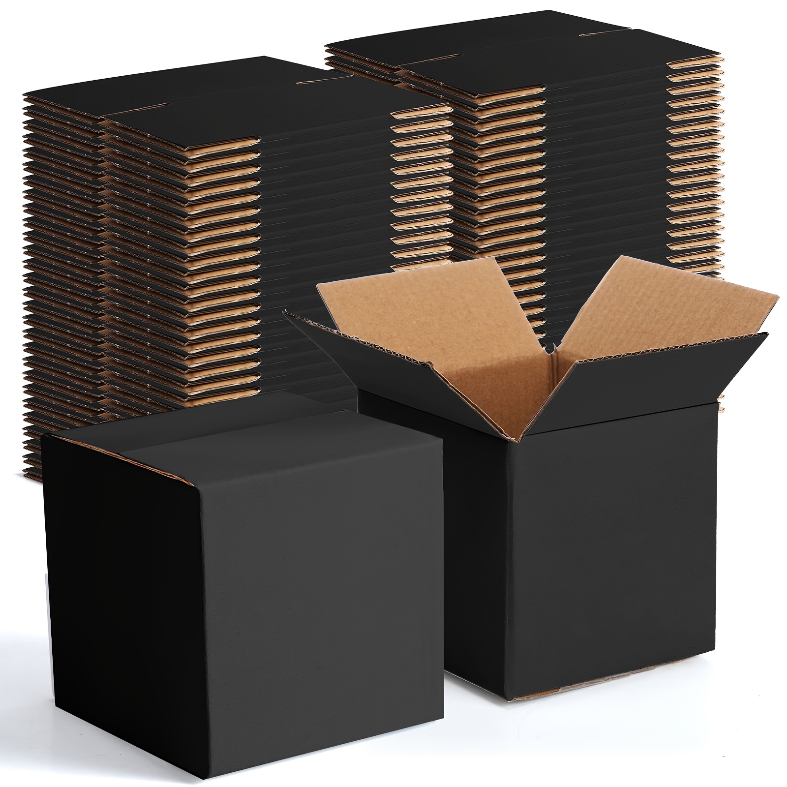 TEMU 72pcs Corrugated Cardboard Shipping Boxes 4x4x4 Inch - Black Small Moving Boxes For Mailing, Packaging, Storage, Crafts & Gifts - Sturdy