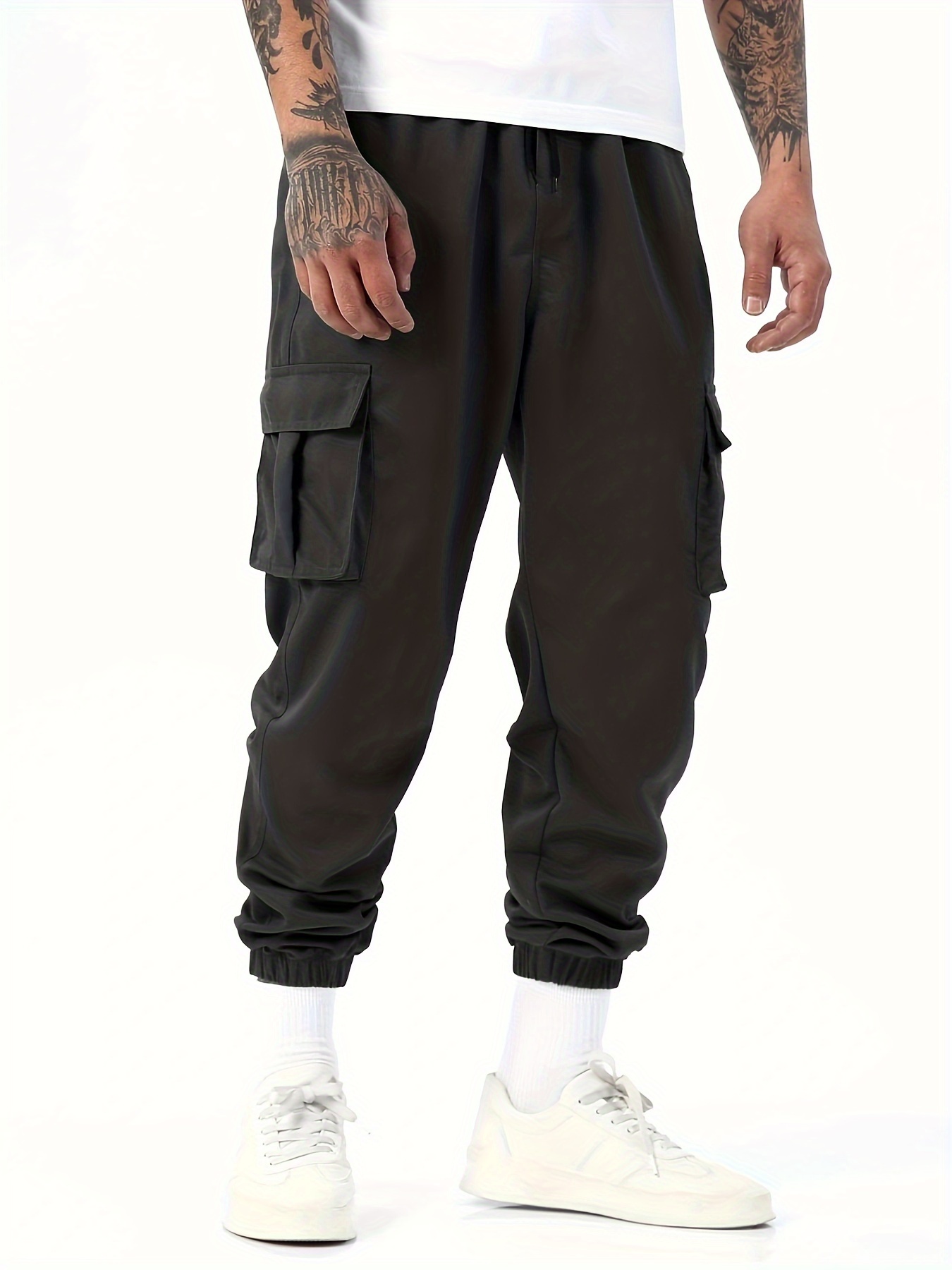 Men's Stylish Solid Cargo Jogger Pockets Causal Breathable - Temu