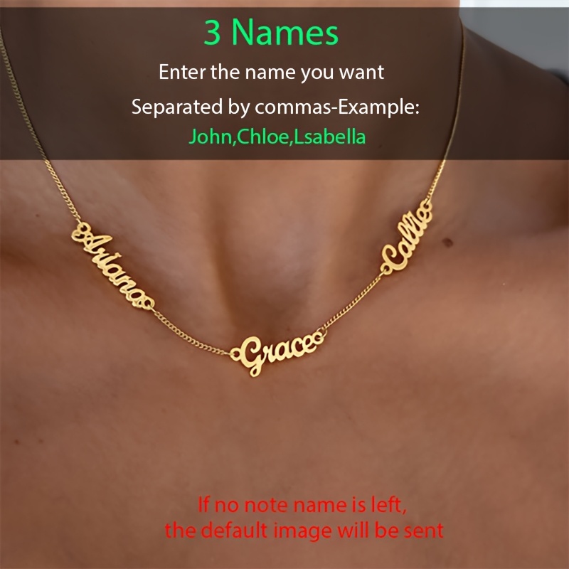 TEMU Personalized Custom Multi-name Necklace - Customize 2-4 Names, Elegant And , Versatile Style. Made Of 18k Gold Plated Stainless Steel. Perfect