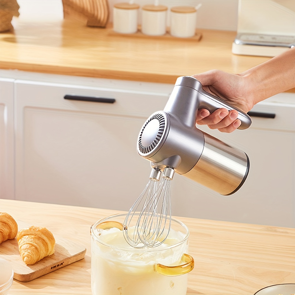 

Cordless Hand Mixer With Digital Display 7 Speed Rechargeable Hand Mixer For Wireless With Stand, Type-c Charging Cable 2 Flat Beaters And 2 Net Whisk Include