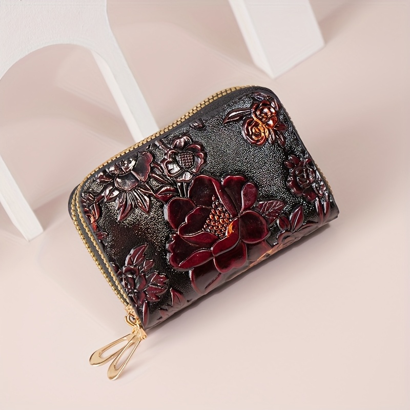 Image of Women's Wallet 2025 New Style Printed Double Zip Korean Short Bifold Coin Purse Niche Design Easy Large Capacity Multifunctional Faux Leather Wallet Card Holder