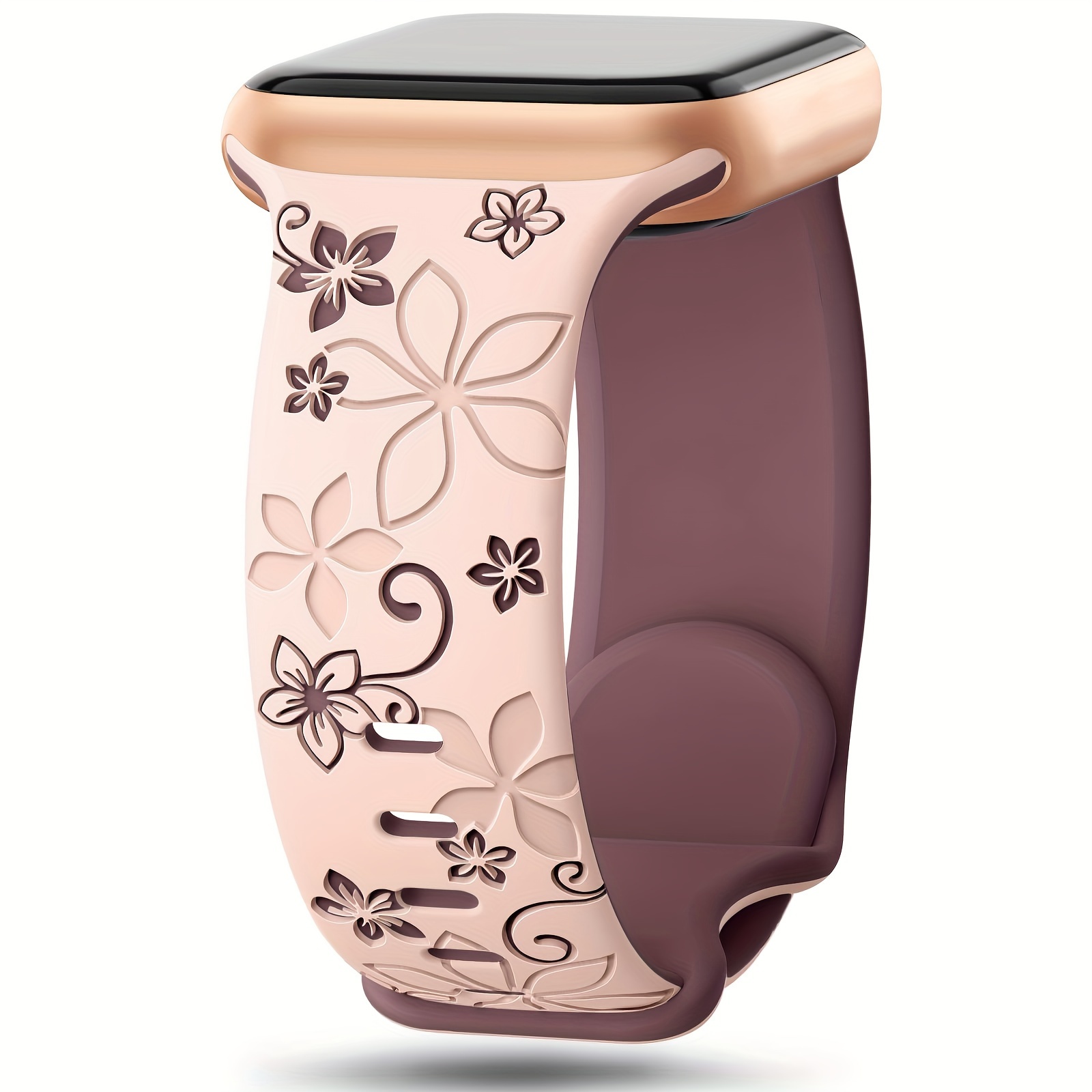TEMU Floral Engraved Bands Compatible With Watch Band 41mm 40mm 44mm 45mm 42mm 38mm 46mm 49mm For Women,cute Flower Iwatch Bands Strap For Iwatch 2 1