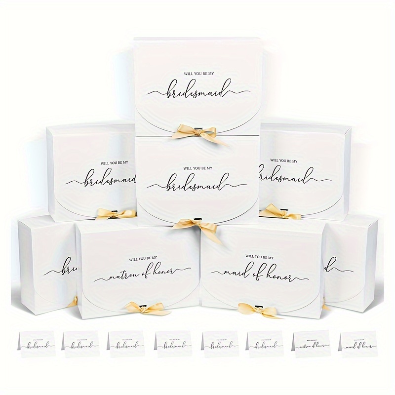 

8 Packs, Elegant Bridesmaid Proposal Box Set With Ribbon, 10.6x7.9x3.1 Inch Perfect Maid Of Proposal Box, Stunning Bridesmaid Boxes, Exquisite Matron Of Proposal Gift Box