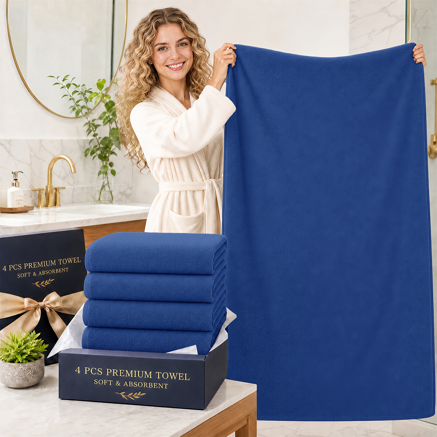 Image of 4-pack Multi-use Coral Fleece Towel Set (85x165cm), Absorbent Quick-dry Soft Towels, Functions As Bath, Gym, Beach Towel & Small Throw Blanket, Suitable For Halloween And Christmas