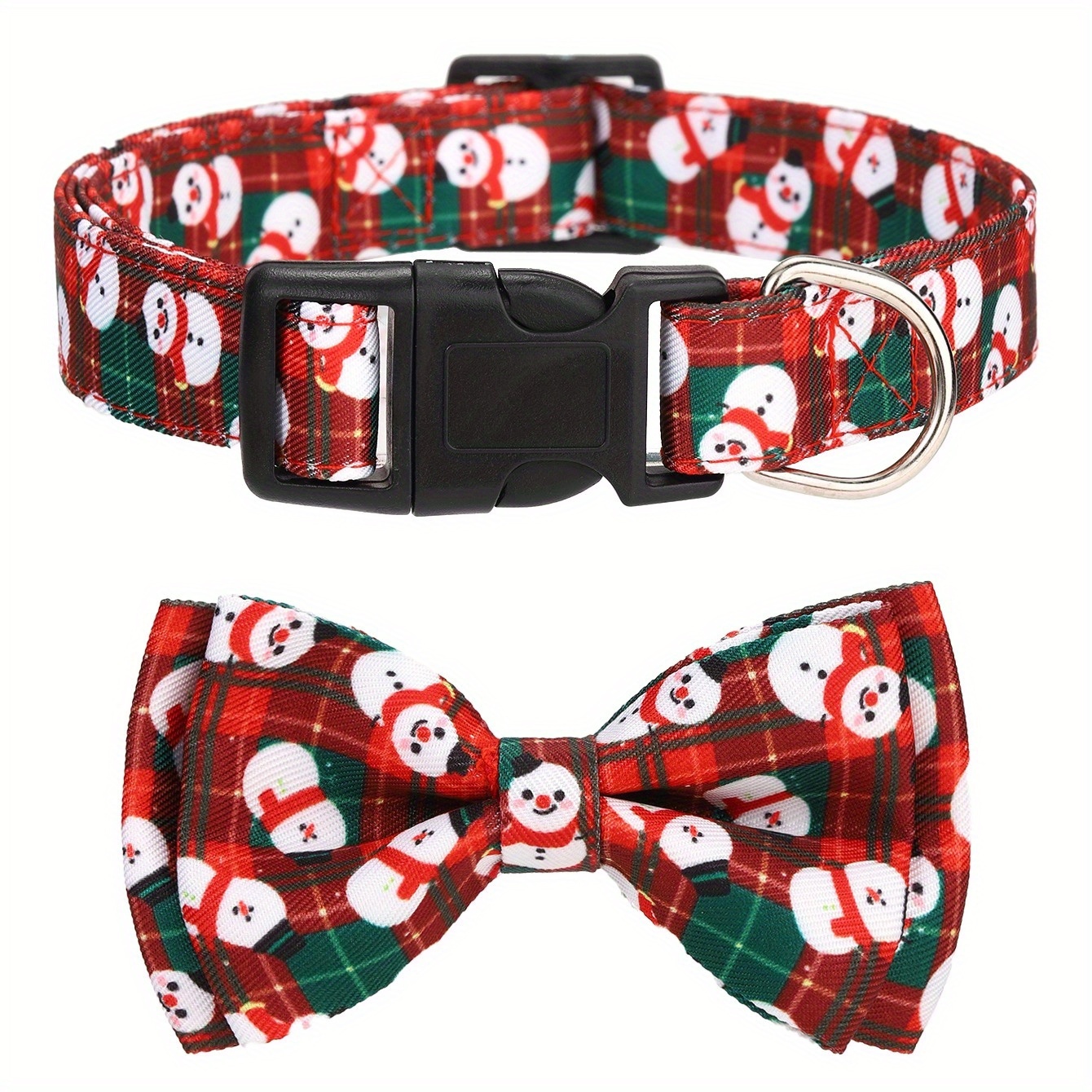 Christmas Style Dog Collar with Removable Bow, Adjustable Size