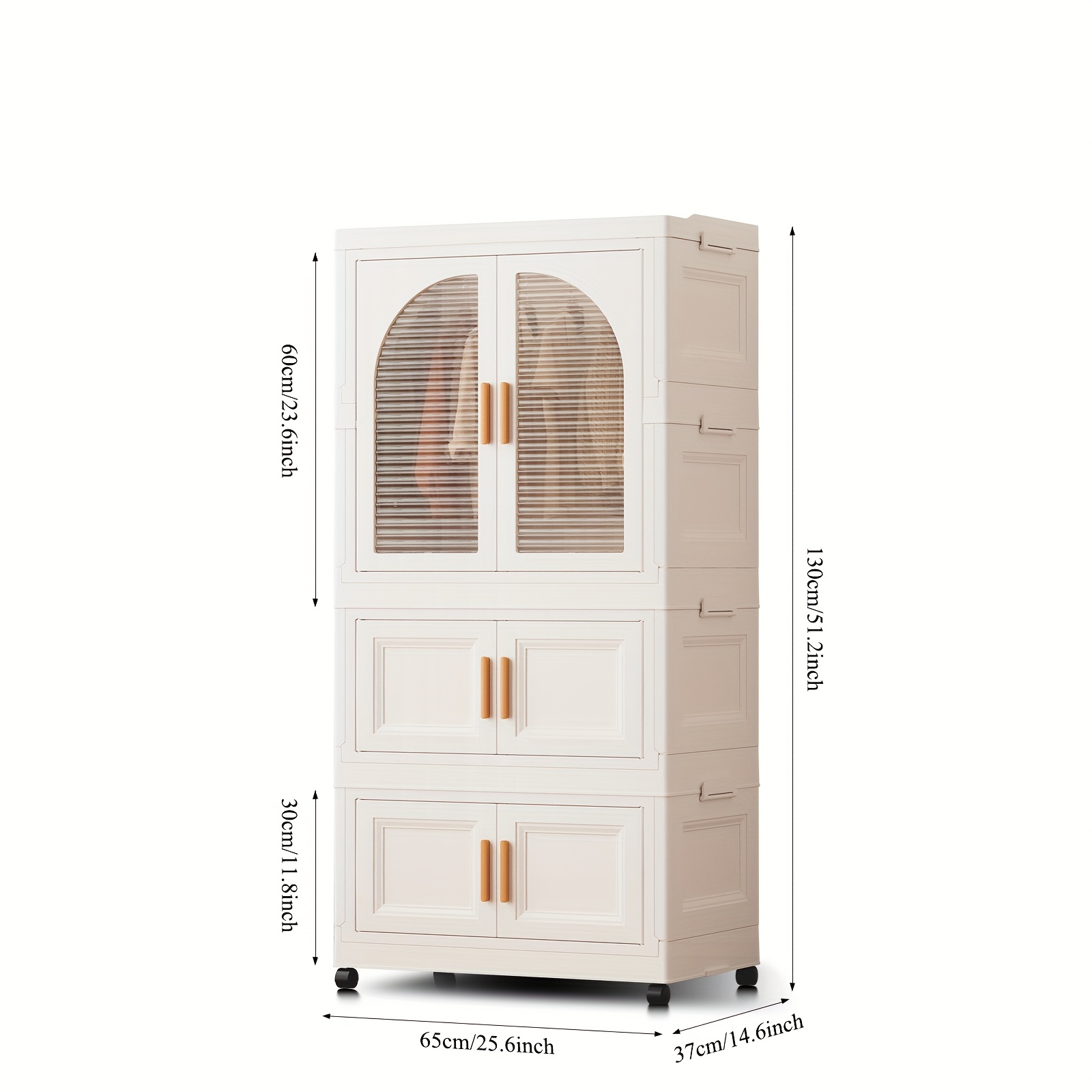 TEMU de rangement, pliante latérale large de 25,6", 25,6" x 14,6" " avec porte magnétique, de rangement en plastique sur roulettes (Un niveau d' +