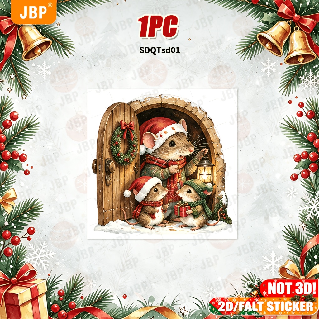 TEMU 2d/flat 1pc Mouse Sticker, Christmas Decor Sticker, Mouse Home Decor Decal, For Wall Decor Bedroom Wall Art, Great For Christmas Holiday Setup,