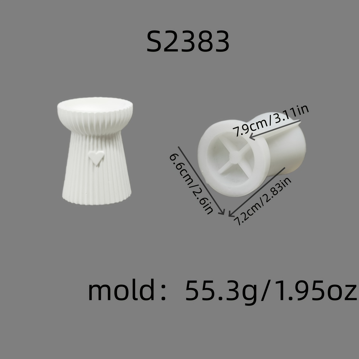 Image of Resin Silicone Mold Geometric Heart-shaped Stripes Candle Holder Mold Resin Decorative Mold Diy Gypsum Candle Holder Ornament Silicone Mold S2383
