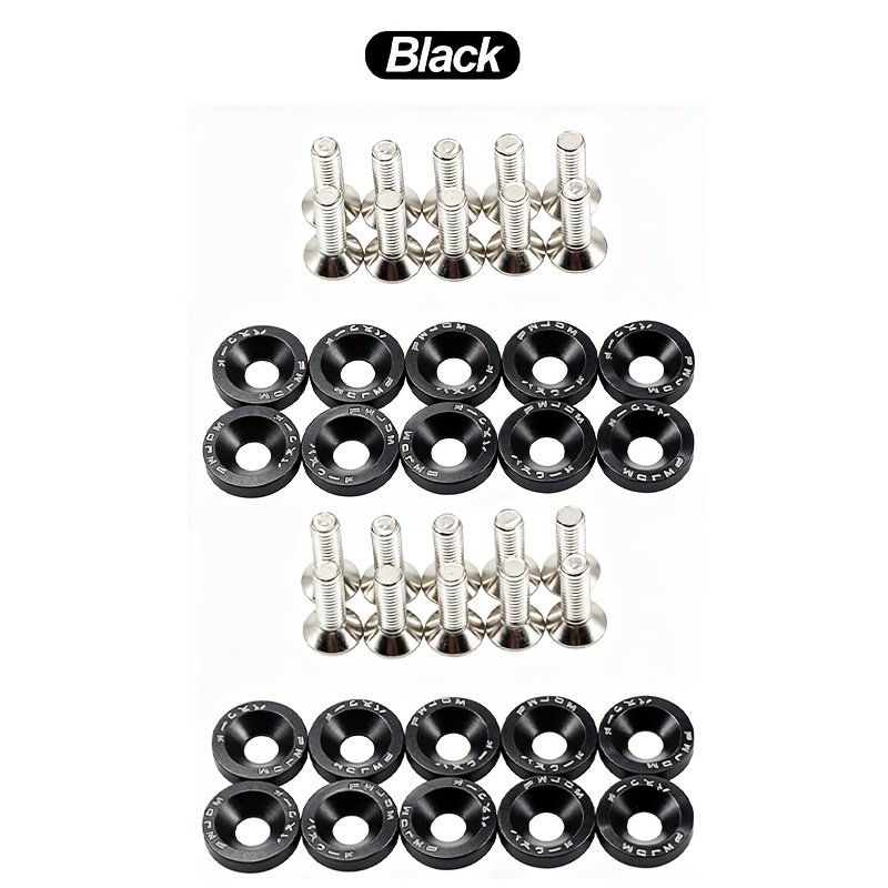 TEMU Jeu de 40 boulons à rondelle d'aile de style JDM, 12 options de couleur. Comprend 20 rondelles décoratives en alliage d'aluminium et 20 vis.