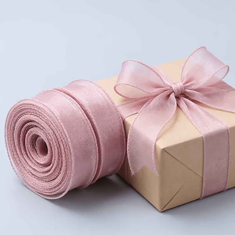 TEMU 2 Rouleaux (Convient pour Mariage, Fête, Emballage Cadeau) Ruban Satiné Fait Main avec Queue d' - Ruban à Texture Lisse Convient pour Bouquets,