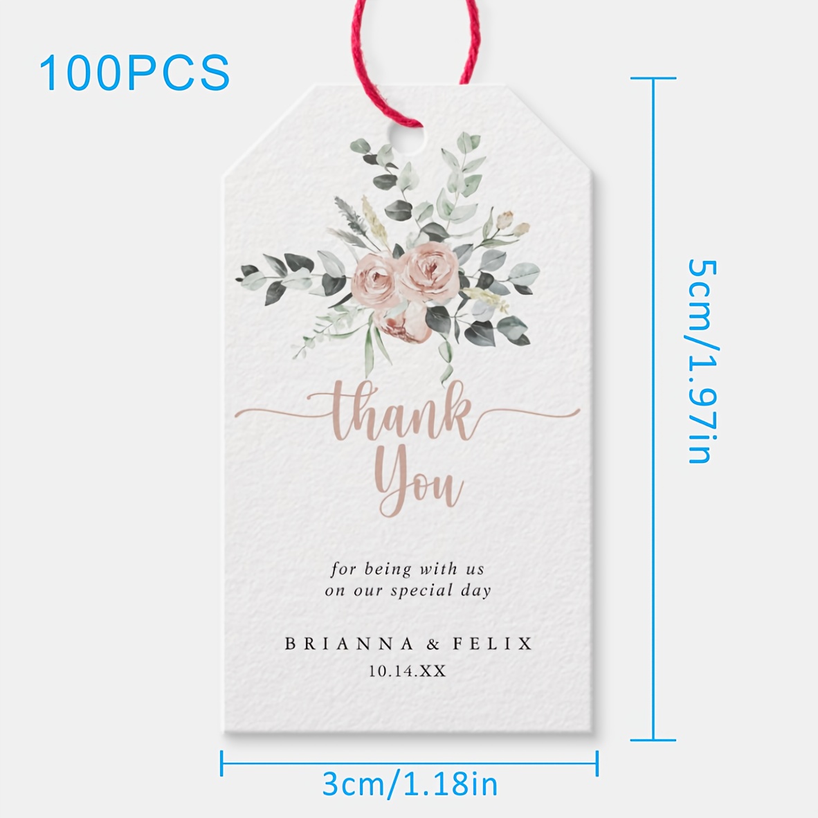 TEMU 100 Étiquettes Cadeaux à Motif Feuille, Cartes de Bénédiction pour Thanksgiving, Étiquettes de Message pour Mariage ou Fête, Étiquettes de