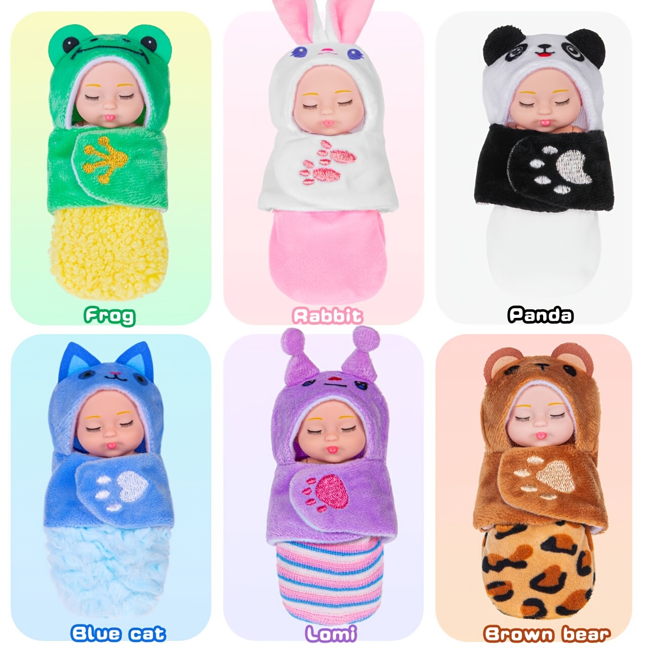 6pcs baby dolls, pajama dolls toy figures princess doll gift box