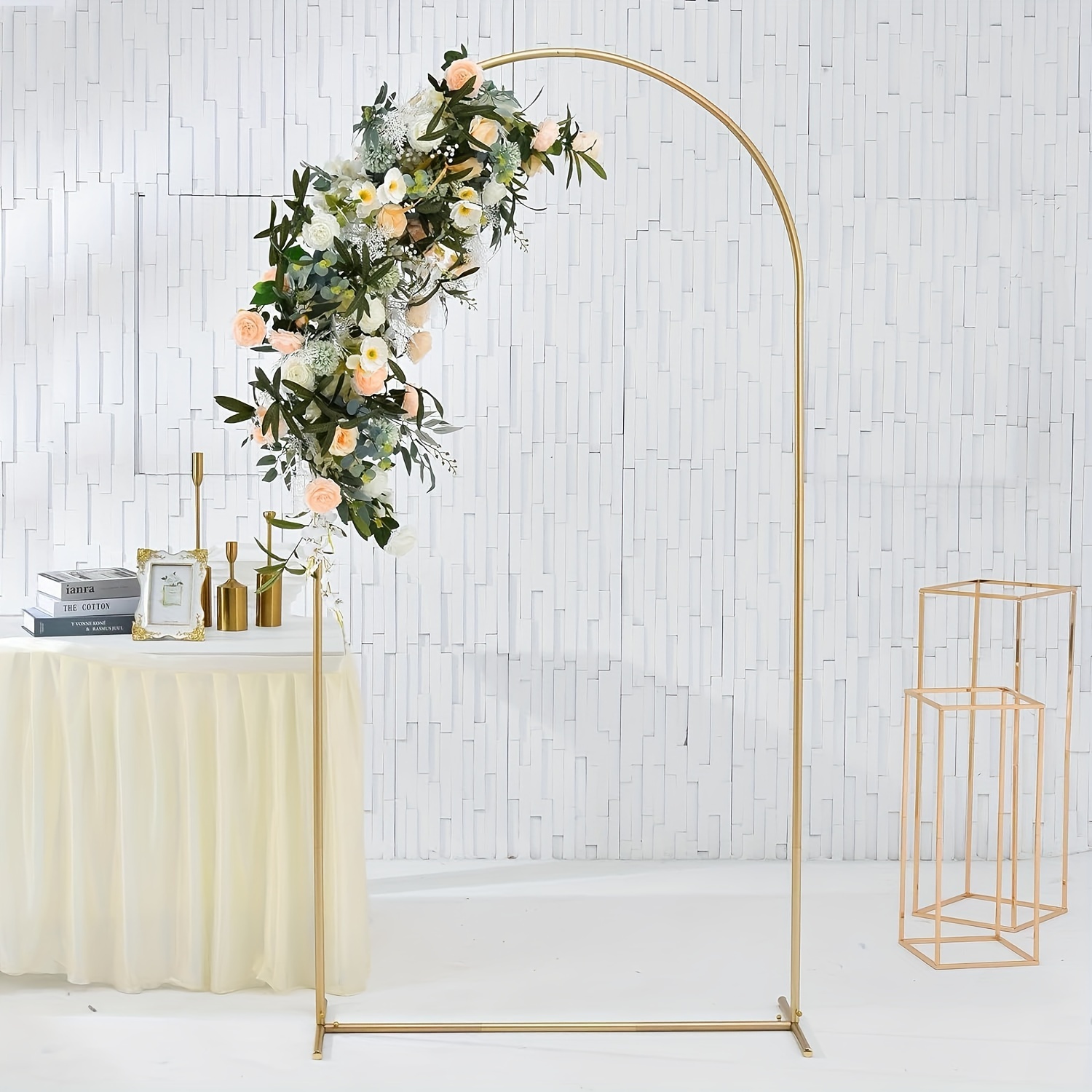 

Metal Arch Backdrop Stand Gold Wedding Balloon Arched Backdrop Stand Square Arch Frame For Birthday Party Bridal Baby Shower Ceremony Decoration, 6.6ft