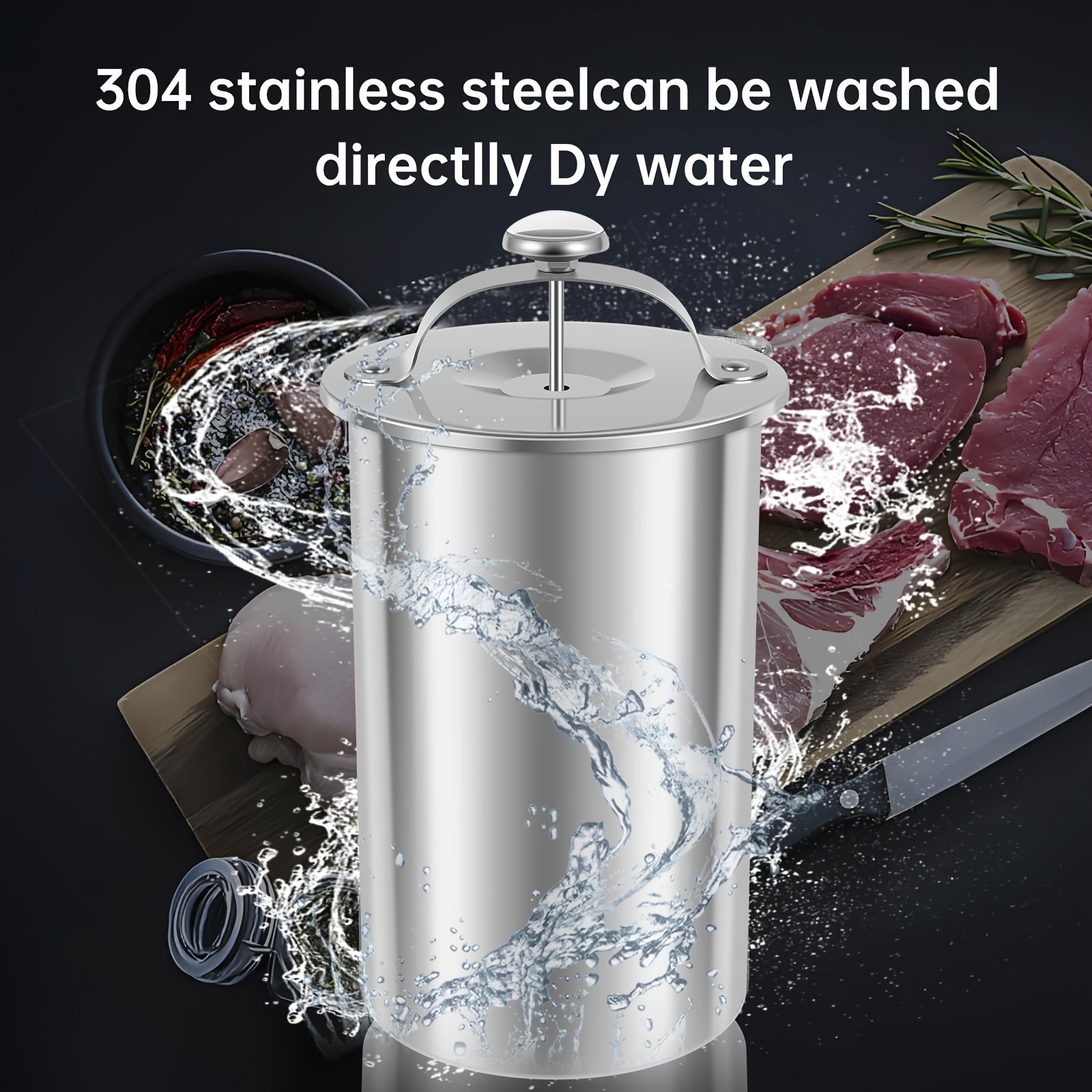 stainless steel meat press with thermometer 1 5l capacity for homemade deli   sandwiches patty   for seafood poultry more essential kitchen gadget details 3