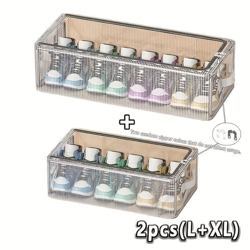 TEMU Heart Leaf Large Capacity Transparent Pvc Shoe Box With - No Assembly Foldable Under-bed Storage Organizer, Durable Plastic Container For Shoes,