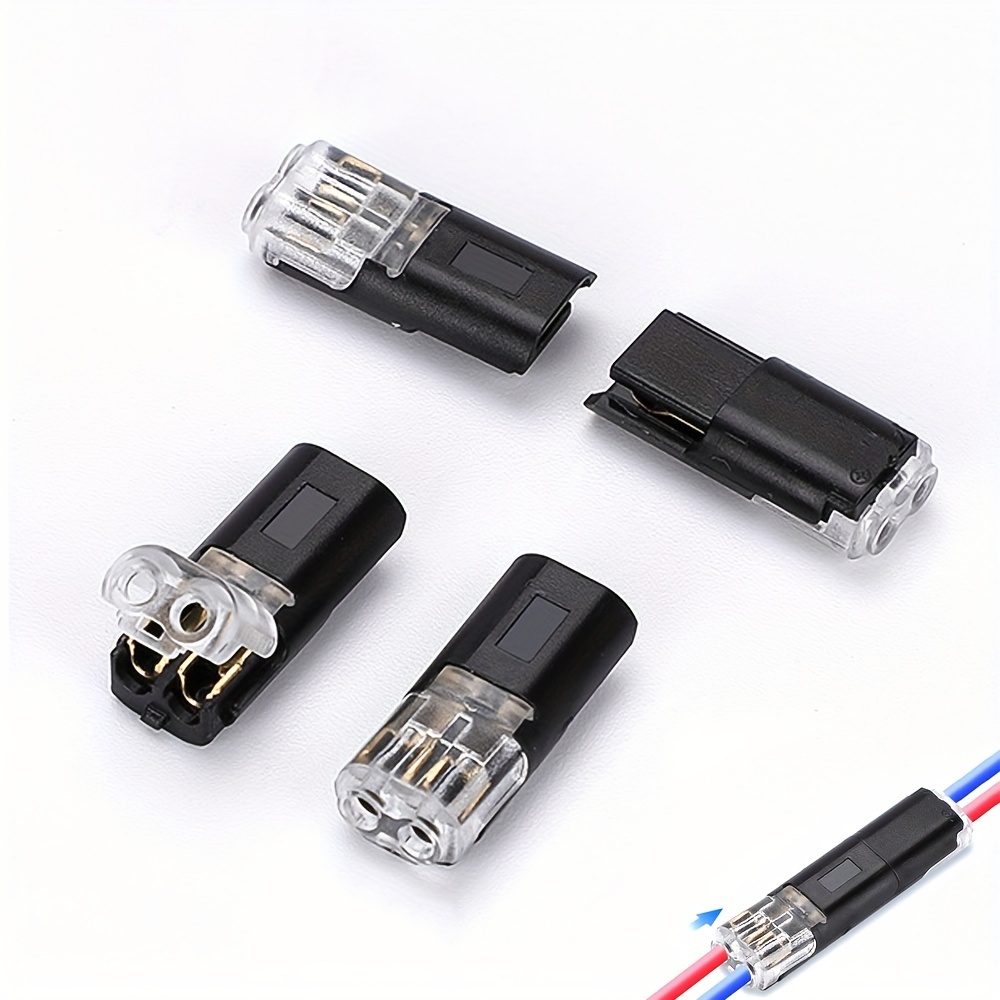 

10/30/50pcs D2 Dual Wire Removable Led Solder-free, Strip-free Quick Connect Terminal Connector, 2-pin Plug-in Cable Clamp Connector, No Stripping, Lock Cover, Suitable For 18-22awg Wire