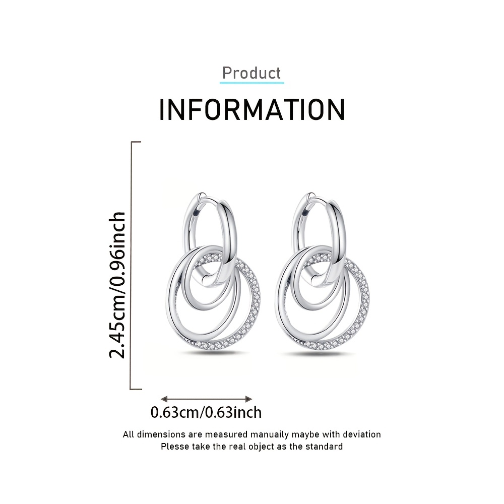 Women's 925 Sterling Silver Low-Hypoallergenic Hoop Drop Earrings