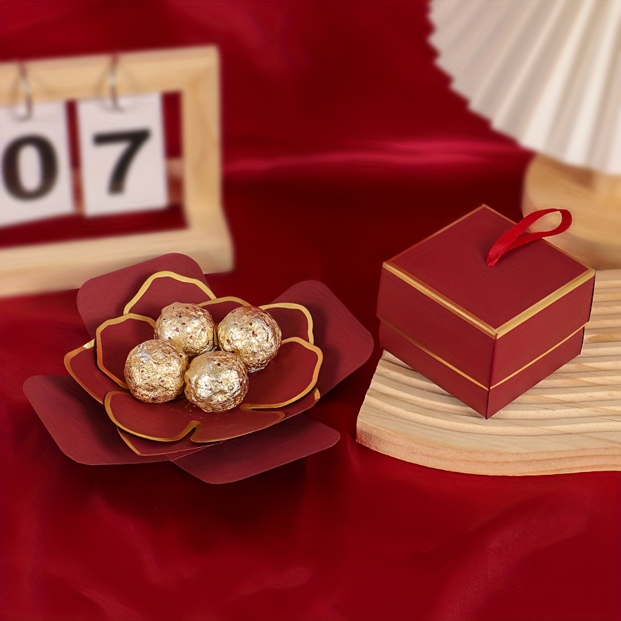 TEMU Gift For Her/him 5pcs 3d Elegant Handmade Flower Gift Box, Creative Flower Dessert Box, , Anniversary, Wedding, Thank You Gift Box, Flower Dim