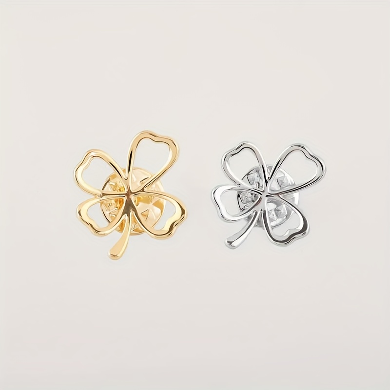 2pcs Clover Metal Buttons, Anti-slip Secure Anti-slip Design, Suitable For Necklines, Shirts, Sleeves, Hemlines, And Jacket Tightening, -free Clothing Fasteners