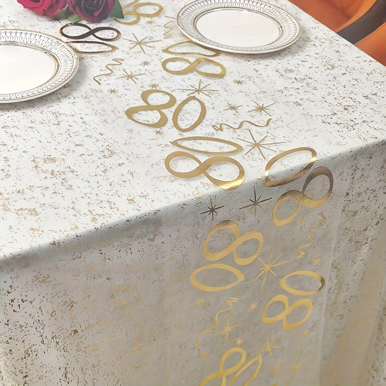 TEMU 1 drapeau de table renforcé pour le 80e anniversaire, durable et déformable, idéal pour décorer les tables pour des grands-parents, les