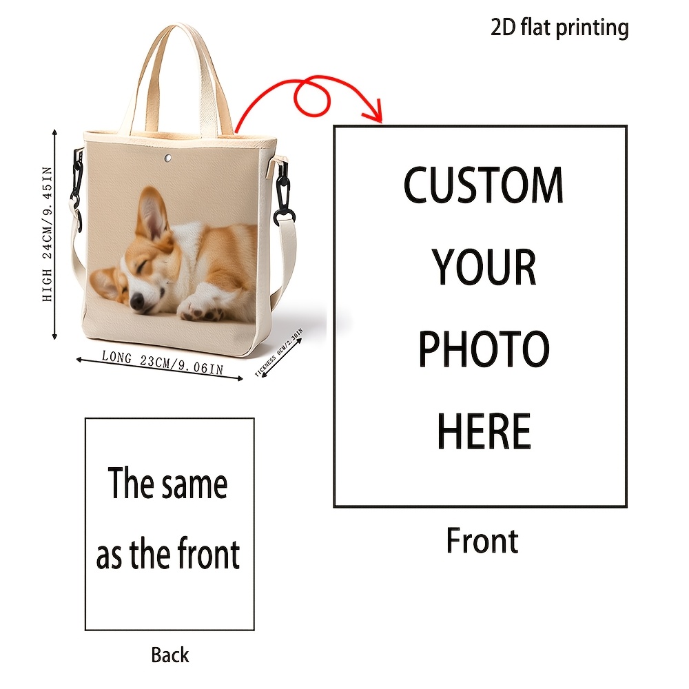 TEMU [custom], 1pc Photo And Text Shoulder Bag, Suitable For Personalized Photos Of Yourself, Family Photos, Pet Pictures, Wedding Photos, Moments,