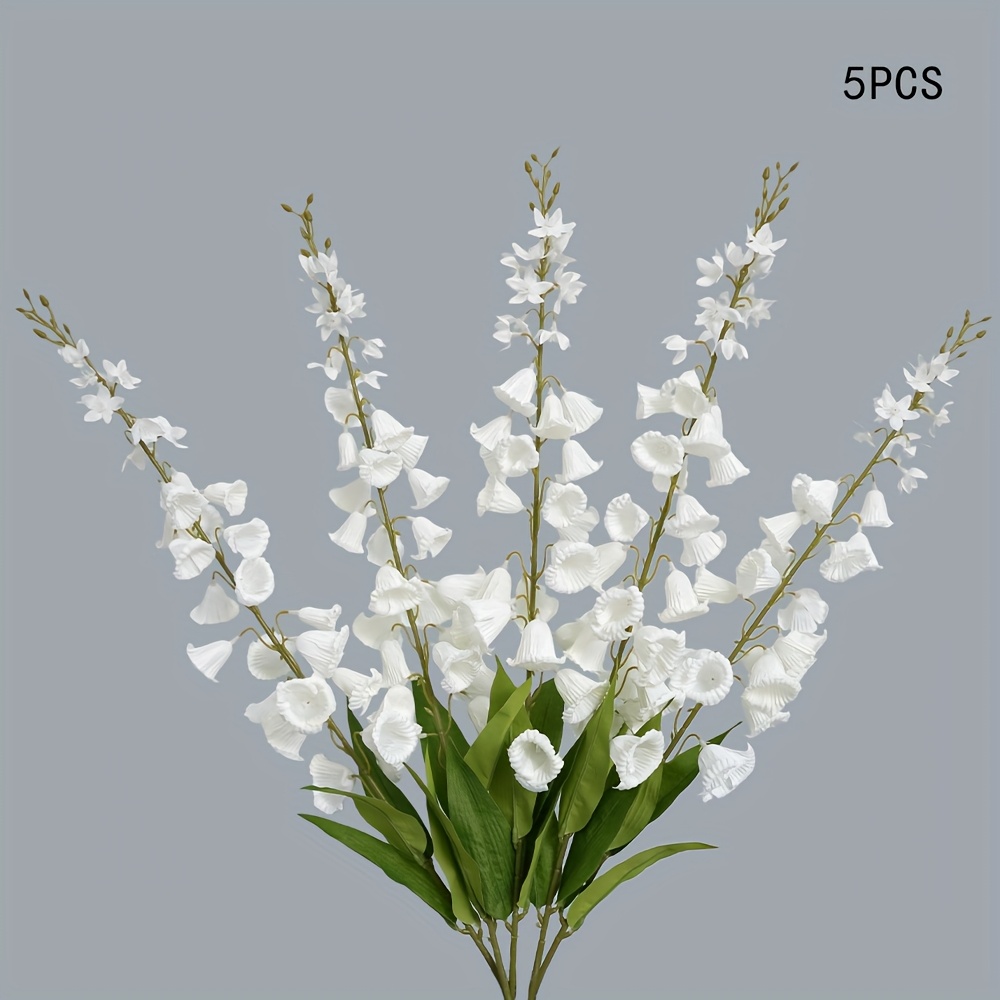 Image of 5 Bundles Lily Of The Valley Flowers 37.4" Long Stem Artificial Flowers For Tall Vase Trailing Artificial Plants For Home Wedding Party Birthday Garden Decoration