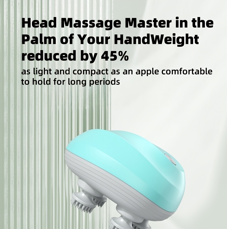a scalp massage brush featuring a four finger kneading design with 96 soft silicone for scalp suitable for wet and dry is lightweight and has button control for home shower office Product details 5