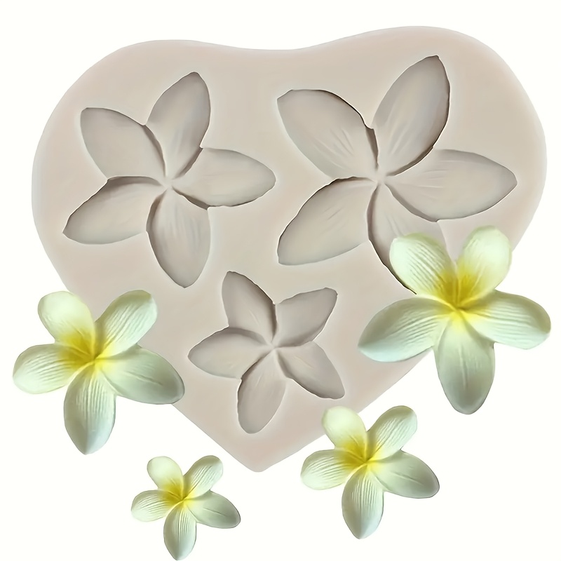 TEMU 1pc Heart-shaped Plumeria Flower Silicone Mold For Diy Crafting - Intricate , Flexible & Durable, Perfect For Resin, Soap, And Projects