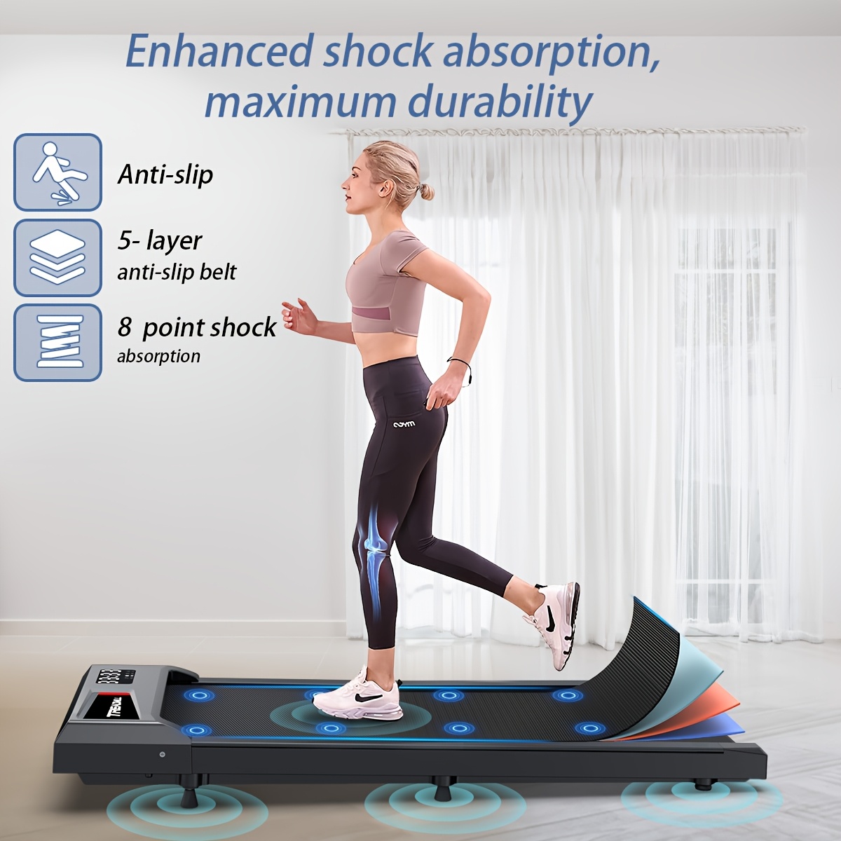 10% Incline Walking Pad - 120KG Capacity Under Desk Treadmills, Lightweight Smart Treadmill With Widen Belt, Portable Treadmills Work With KINOMAP For Home Office, The Best Gift, Without Battery