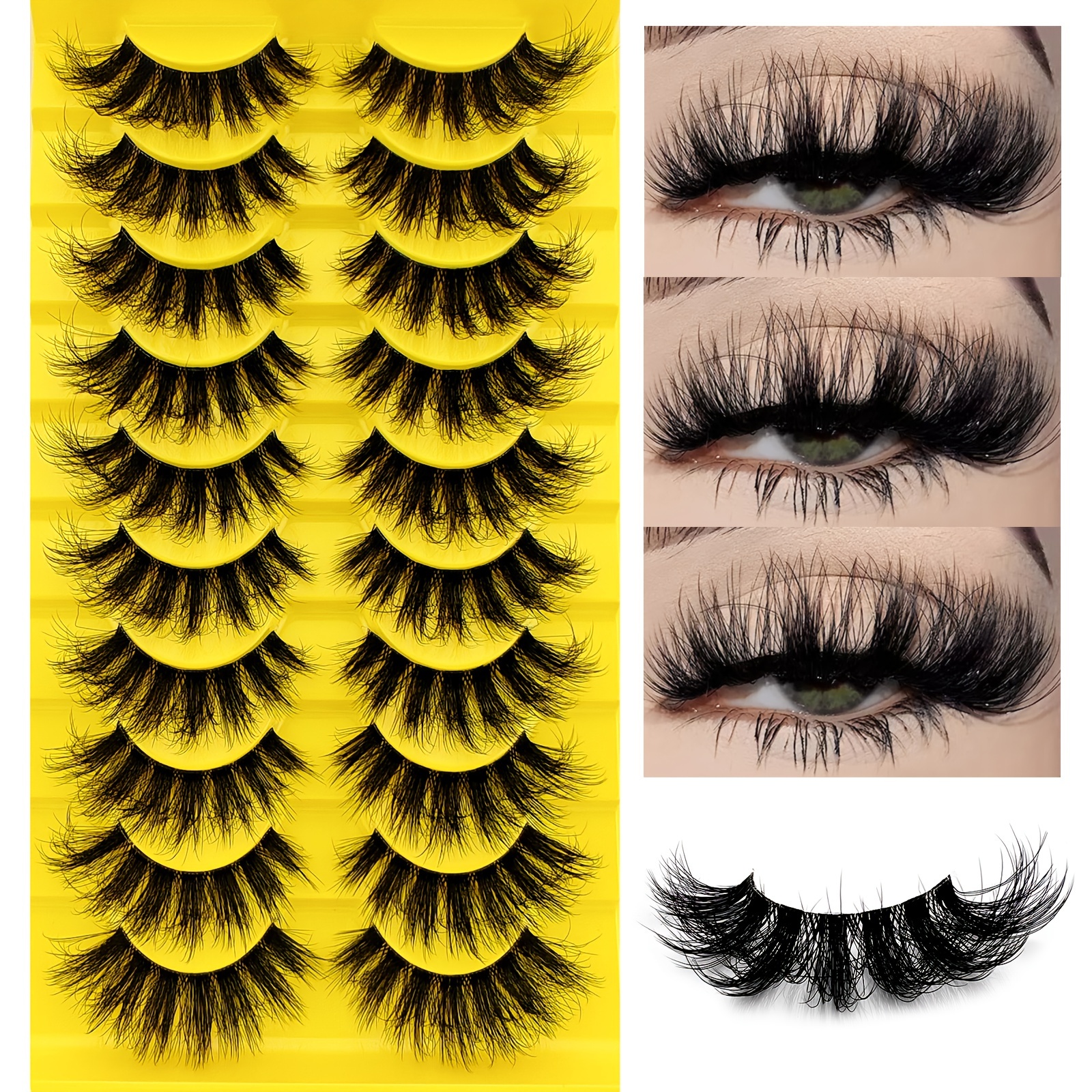 

10 Pairs Of Transparent, Fuzzy, Clumpy And Fluffy False Eyelashes, Cat False Eyelashes, Clumpy Fuzzy And Curly Comfortable All- Mink-like False Eyelashes, Ersin Princess & Beauty