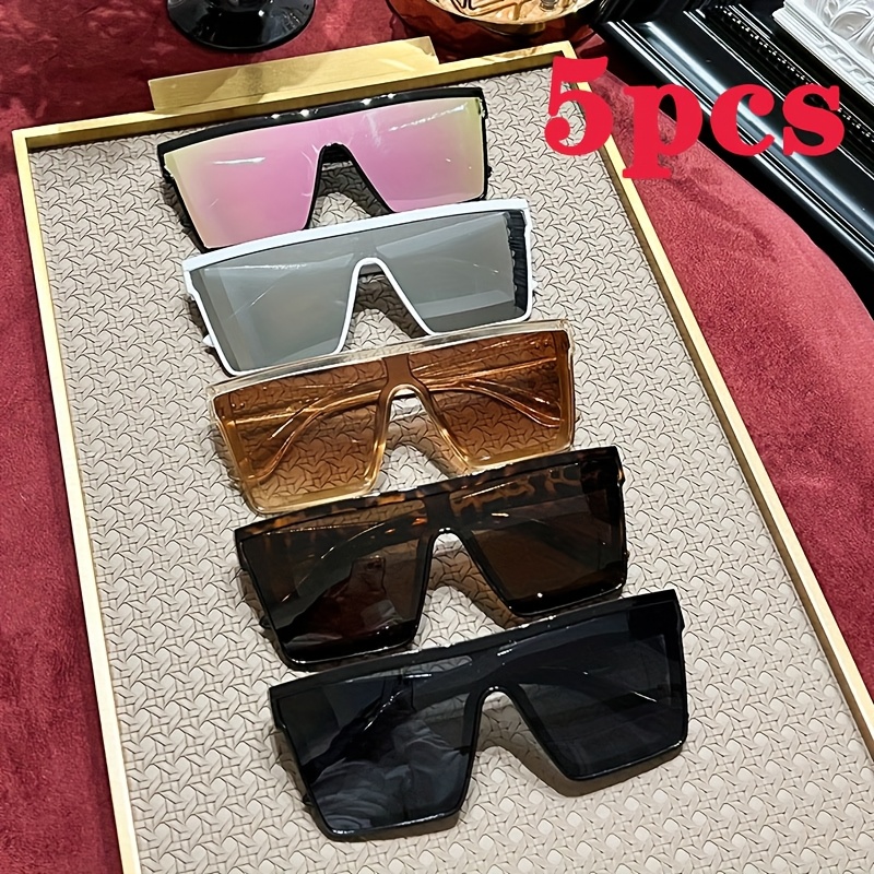 TEMU 5pcs Suitable For Daily And Occasion Wear. Featuring With Black, White, Brown, And Golden Frames. Glasses | Fashion Additions | Polycarbonate