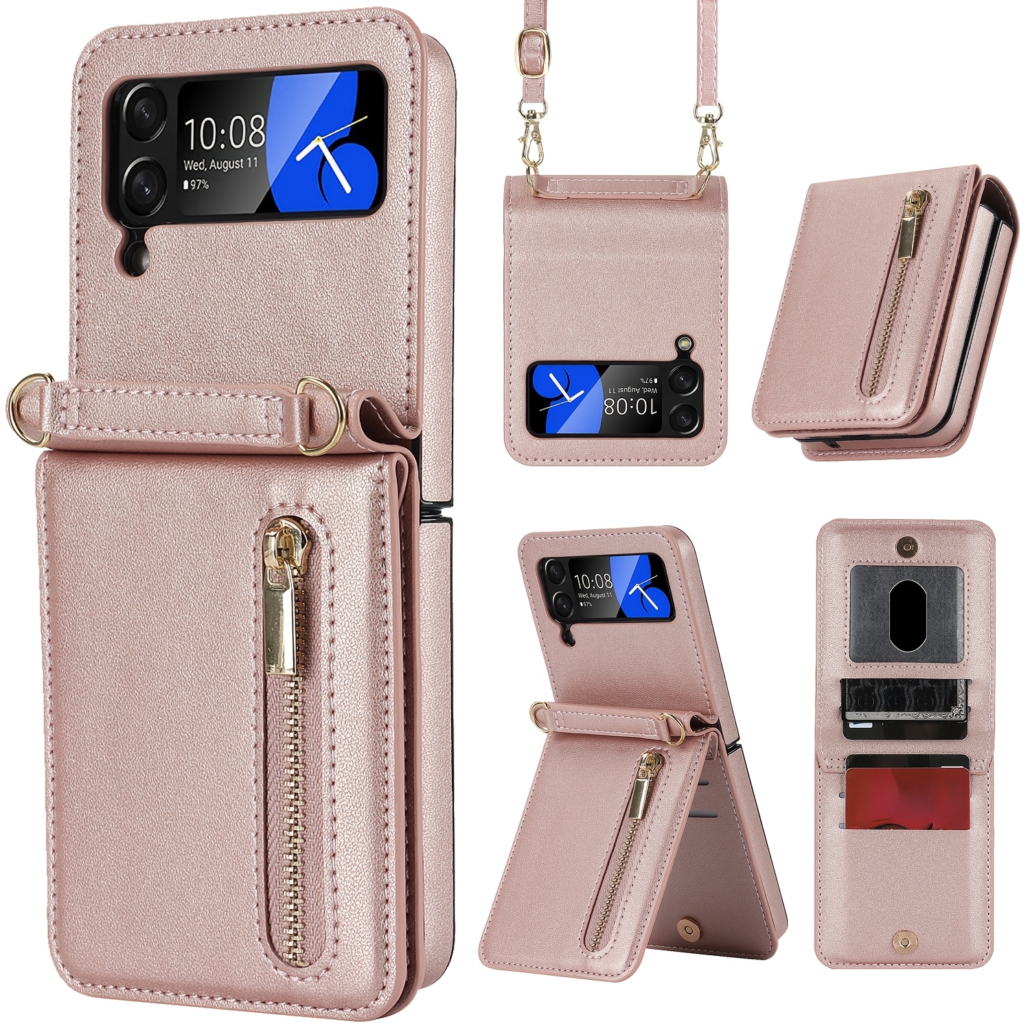 

/ Flip 4 Flip Phone Case Protector Crossbody Slot Zipper Wallet Foldable