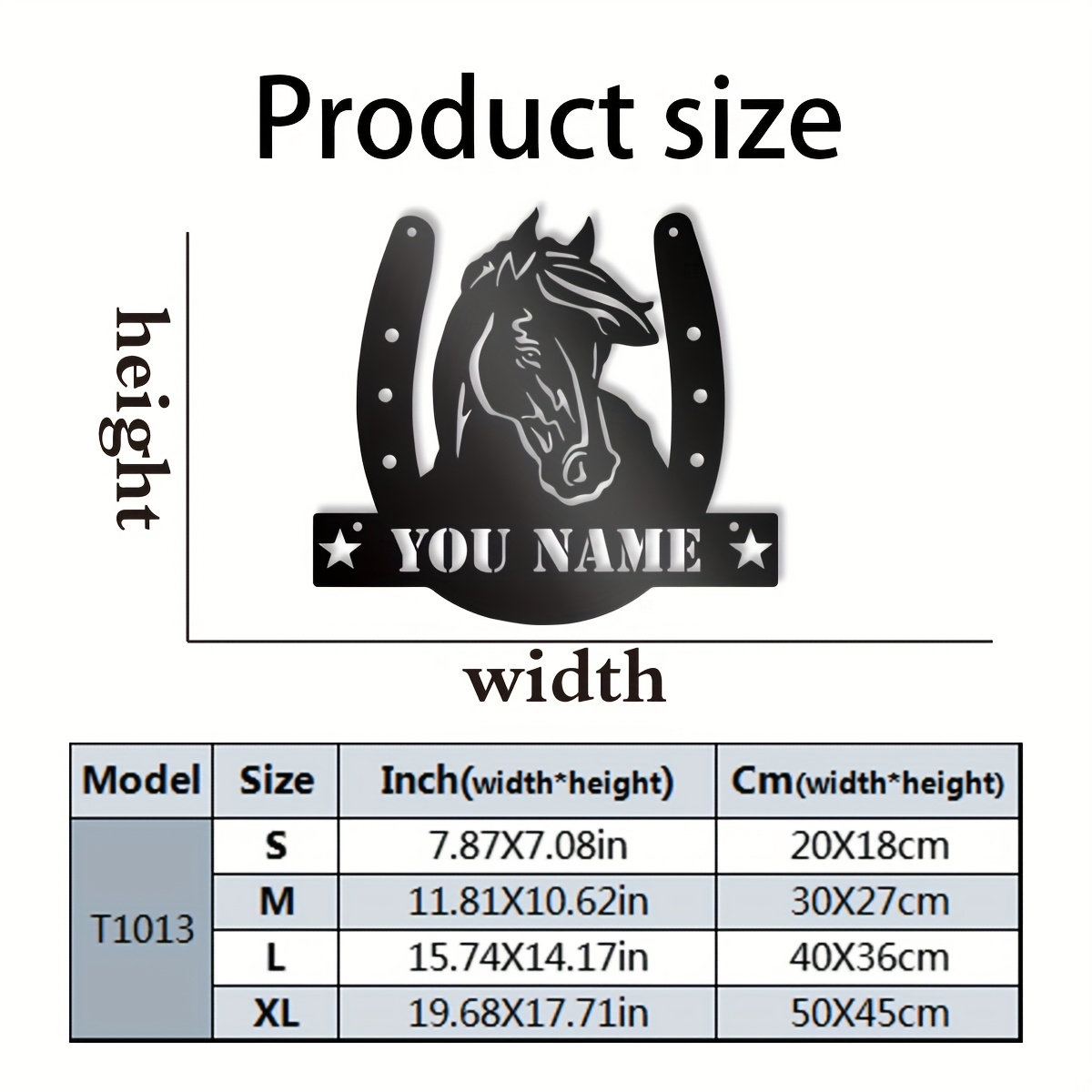 TEMU 1 Custom Metal Horse | Personalized Equestrian Wall Decor With Horseshoe Monogram, Rustic Iron Farm Name Plaque For Home Or Stable, , Wall